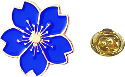 Produktbild von Süße Frauen Kirschblüten Blume Emaille Brosche Pin Anzug Kragen Abzeichen Schmuck-Blau