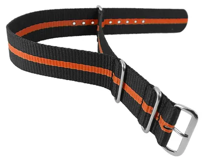 Produktbild von Outdoorband XL Uhrenarmband 24mm Nylon | Minott Durchzugsband 29868, Farbe:schwarz / orange