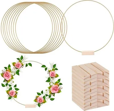 Image de Anneaux en bois dorés, lot de 10, 30 cm, décoration