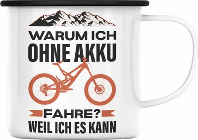 Produktbild von Trendation - Fahrradfahrer Geschenk Emaille Tasse mit Spruch Rennrad Mountainbike Geschenkidee Radfahrer Lustig (Schwarz)