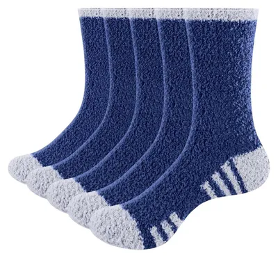 Produktbild von Kuschelsocken Herren Flauschig Warm Winter 43-46 Blau 5er-Set