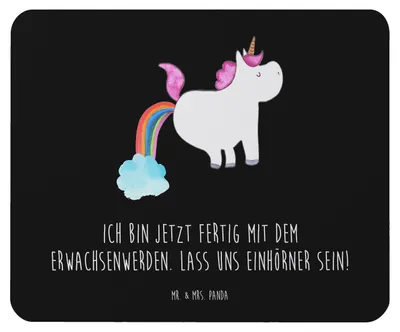 Produktbild von Mr. & Mrs. Panda Mouse Pad Einhorn Pupsen - Schwarz - Geschenk, Regenbogen, mausteppich, Mousepad, Unicorn, Freundin, mauspad pc, Lustig, Glitzer, mausunterlage
