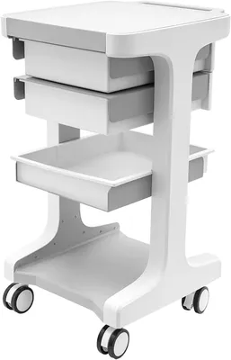 Produktbild von Laborwagen mit 2 Schubladen und 3 offenen Ebenen, Mobilwagen für Friseursalons und Kliniken