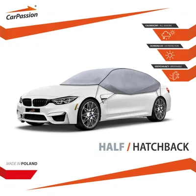 Productafbeelding van CarPassion Classic Autohoes - Halfcover - Beschermhoes - Waterdicht & Vorstbestendig - Grijs -Maat XL - 295 x 130 x 68 cm