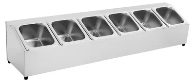 Obrázek produktu pro Stojan na nádoby s jídlem - stojan na 6 kusů nádobí - 6 nádob s víky - objem 2 litry - nerezová ocel (201) - stříbrná barva