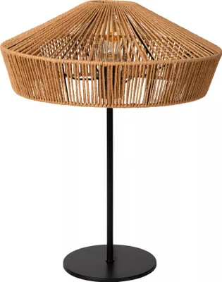 Zdjęcie produktu dla Lampa stołowa brązowa czarna rattanowa E27 Yunkai Lucide