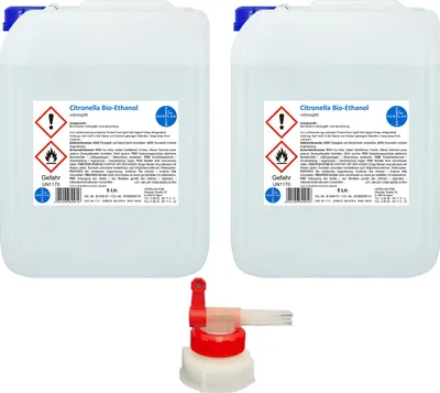Produktbild von Citronella Alkohol I Kamin-Ethanol I vollvergällt I 10 Liter / 2 x 5 Ltr. Kanister I Bioethanol I inkl. 1 x AGH I HERRLAN-Qualität