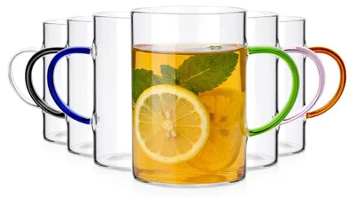 Produktbild von Vilde | Trinkgläser 6er Set 290 ml - Borosilikatglas - mit Buntem Henkel