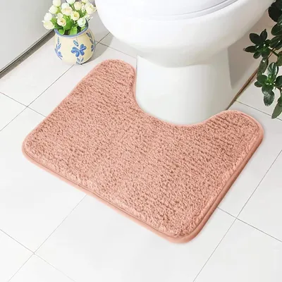 Productafbeelding van Toiletmat 50x40 cm, microvezel, antislip, zwart en grijs, voor badkamer