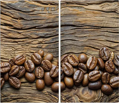 Produktbild von Spritzschutz Herdabdeckplatte Schneidebrett aus Glas Kaffeebohnen Holz 2-Teilig (60x52cm)