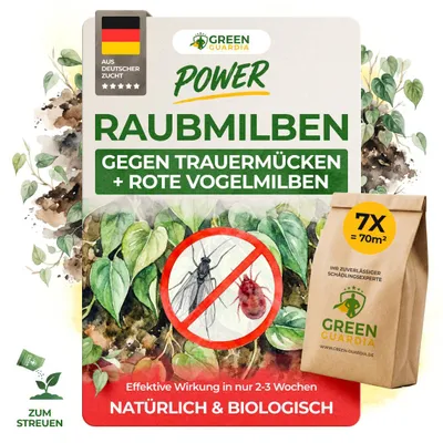 Produktbild von Power Raubmilben gegen Trauermücken und Rote Vogelmilbe -7x Tüten für 70m²- effektiven Trauermücken & Vogelmilben Bekämpfung. Zimmerpflanzen uvm.