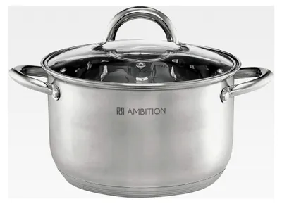 Produktbild von Kochtopf mit Glasdeckel 18 cm, 2,5 l, Edelstahltopf für Induktion und alle Herdarten, spülmaschinenfest