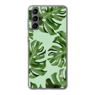 Produktbild von MuchoWow® Handyhülle Schutzhülle Hülle für Samsung Galaxy S21 Blätter - Tropisch - Pastell Silikon Softcase Handy Hülle - Softcase