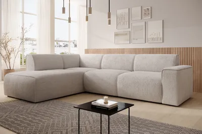 Image de AX LIVING Canapé en L Didim Taupe – 292 cm élégant et confortable G