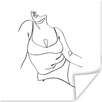 Produktbild von MuchoWow® Poster Abstrakte Strichzeichnung einer sitzenden Frau im Quadrat 100x100 cm - Babyzimmer