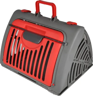 A pet carrier is shown against a white background.