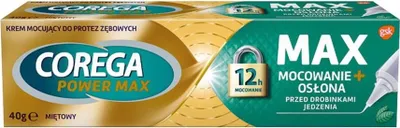 Zdjęcie produktu dla Corega Max Mocowanie + Osłona Krem mocujący do protez o miętowym smaku, 40 g