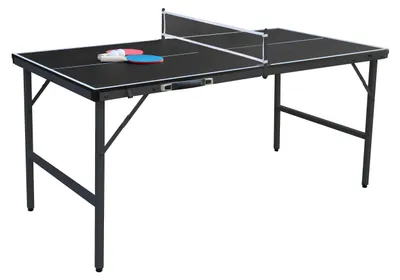 Produktbild von COSTWAY Mini Tischtennisplatte klappbar, Tischtennistisch, Ping Pong Tisch mit Netz, 2 Schlägern & Bällen, Freizeitstisch für Indoor & Outdoor, Schwarz