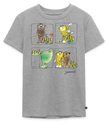 Produktbild von Spreadshirt Janosch Bär Tiger Günter Und Tigerente Kinder Premium T-Shirt, 122/128 (6 Jahre), Grau meliert