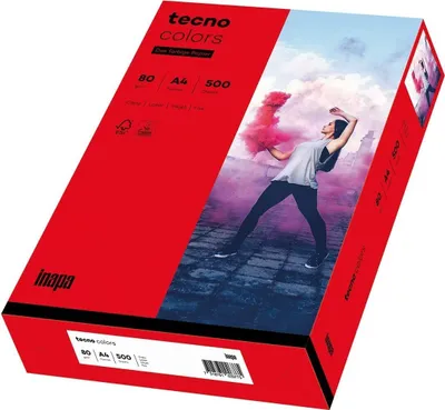 Produktbild von tecno Multifunktionspapier colors A4 80 g/qm intensivrot 500 Blatt