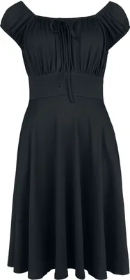 Produktbild von Voodoo Vixen Mittellanges Kleid Damen Gathered Neckline Flare Dress schwarz XS