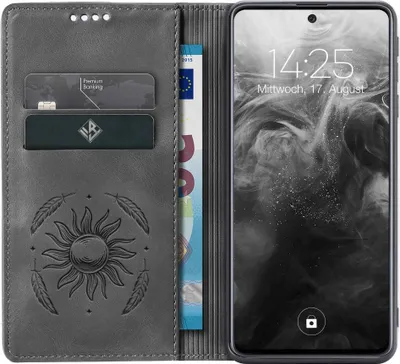 Produktbild von Handyhülle für Xiaomi 17T Pro RFID Schutz Klapphülle Case Cover Blumen Design Traumfänger Schutzhülle Farbe: Schwarz