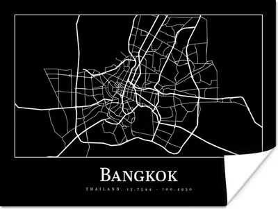 Produktbild von MuchoWow® Poster Bangkok - Karte - Stadtplan 120x90 cm - Wandbild