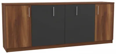 Image de Ensemble élégant pour bureau, style moderne, cadre en bois marron et noir