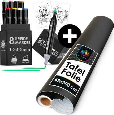 Produktbild von OfficeTree Set Artikel Tafelfolie + Kreidemarker