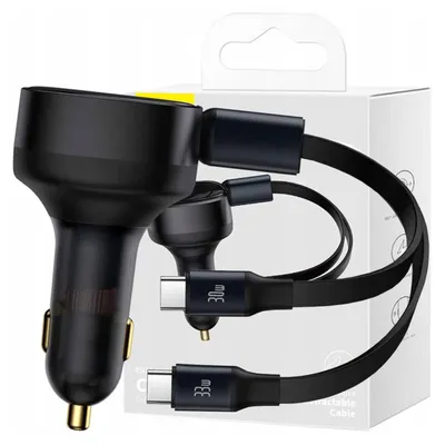 Immagine prodotto di Caricatore da auto Baseus Enjoyment con cavi Usb-C, 33W (nero)