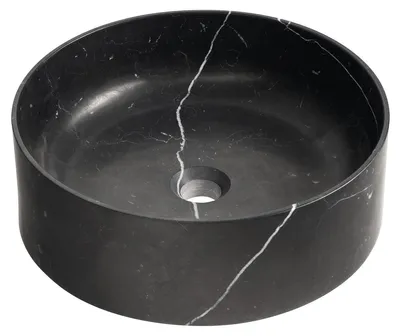 Produktbild von Sapho BLOK Stein-Waschbecken zum Aufsetzen, Durch. 40cm, schwarzer matt Marquin