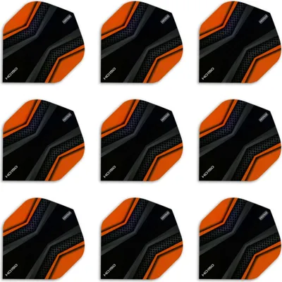 Produktbild von Pentathlon | HD 150 | Dart Flights | 150 Micron | Standard | Orange-Schwarz | X‑Wing Layout | 3 Sets = 9 Flights
