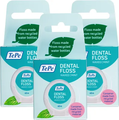 Produktbild von 3er Set TePe Dental Floss, nachhaltige Zahnseide, Minzgeschmack, 3x40m