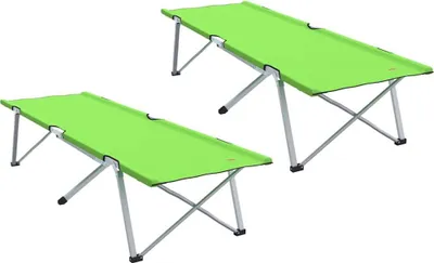Image de Lit pliant de camping vidaXL, lot de 2, vert, 194 x 62,5 x 42,5 cm