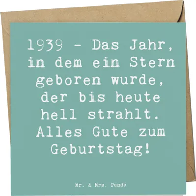 Produktbild von Mr. & Mrs. Panda faltkarte Spruch 1939 Geburtstag - Meeresbrise - Geschenk, Freude und Liebe, Happy Birthday, Erinnerungen, Glückwunschkarte, anlasskarte, Alles Gute zum