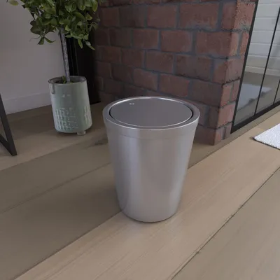 Productafbeelding van Prullenbak met scharnierend deksel, inhoud 5 liter - WHEELTOP CHROOM
