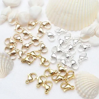 Produktbild von 200 kreeftvormige Schließen aus Edelstahl, 304-Stahl, 16 mm, gold und weiß, für Handarbeit, Ketten, Armbänder und Accessoires