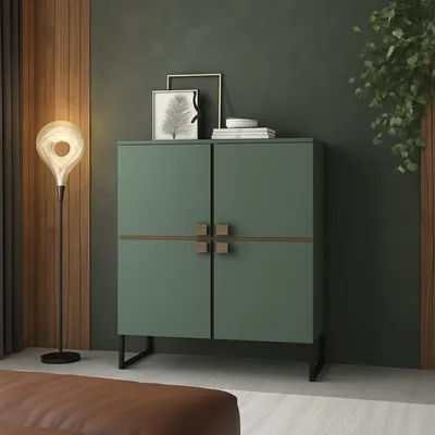Immagine prodotto di Guerina - Credenza, 108x40x144h cm Verde, 4 Ripiani
