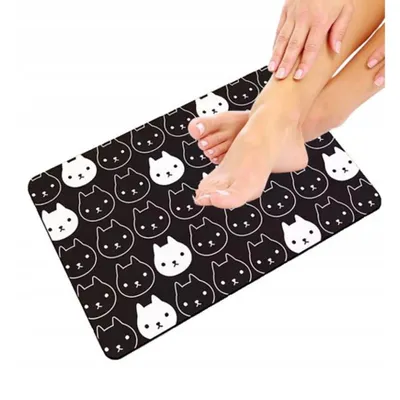 Produktbild von Badematte - Katzenmotiv - 60x40 cm - Schnell Trocknend - Rutschfeste Matte