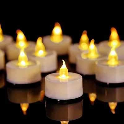 Produktbild von LED Teelichter 12 Stück mit Batterie Flammenlos Realistisch Flackernd Warmweiß 200 Stunden Laufzeit Teelichtkerzen für Hochzeit Party Deko Innen Outdo