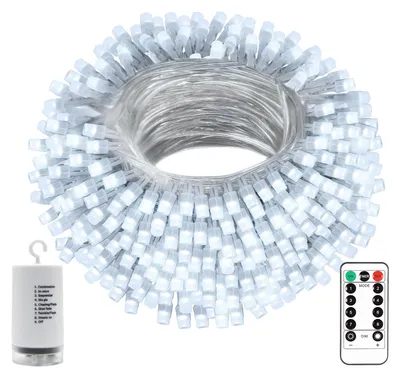 Lichterkette 20 m, 200 LEDs, batteriebetrieben, kaltweiß, mit Fernbedienung