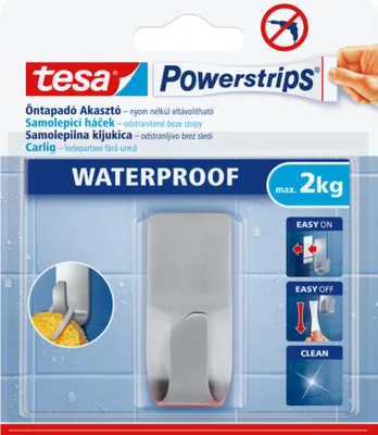 Produktbild von tesa Powerstrips Waterproof Haken Zoom Metall