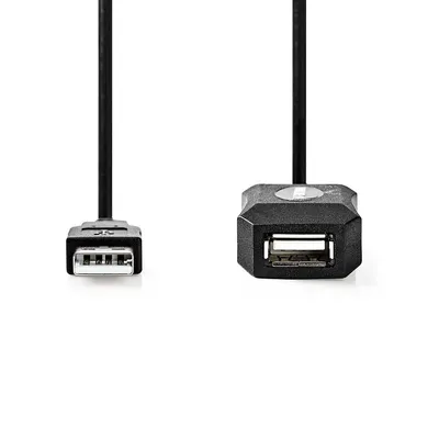 Produktbild von Nedis Aktive USB-Kabel - USB 2.0 - USB-A Stecker - USB-A Buchse - 480 Mbps - 5.00 m - Rund - Vernickelt - PVC - Kupfer - Label
