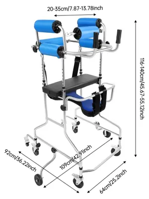 Produktbild von Stehgehwagen für Erwachsene - 8-Rad-Rollator - 100 kg Belastbarkeit - 6 Bremsen - höhenverstellbar 116–140 cm - für Senioren & Hemiplegie-Reha - blau