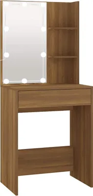 Produktbild von vidaXL Schminktisch mit LED Braun Eichen-Optik 60x40x140 cm
