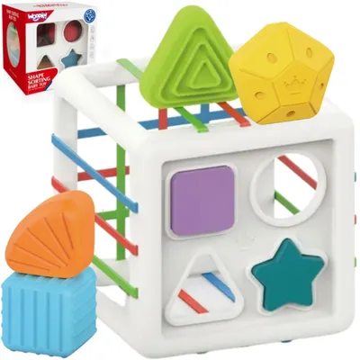 Immagine prodotto di Woopie Baby - Cubo sensoriale flessibile con 11 pezzi di forme colorate da incastrare per bambini