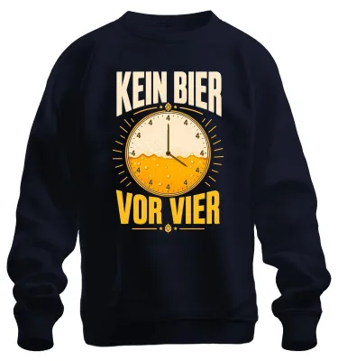 Immagine prodotto di Nessuna birra prima delle quattro. Divertente scritta per feste, alcol, malto. Felpa, blu navy, taglia M