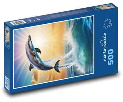 Produktbild von Puzzle 500 Delfin im Meeressonnenuntergang - martinpuzzle