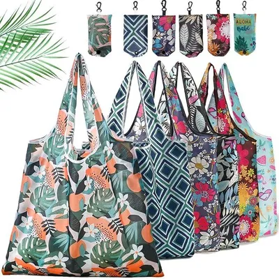 Produktbild von PolkaHome® 6er Set faltbare Einkaufstaschen – Wiederverwendbar, wasserdicht, waschbar, große Tragetaschen für den täglichen Einkauf