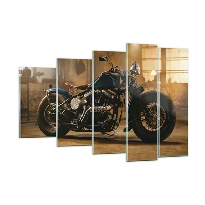 Produktbild von Bilder auf glas - 5 Teile - Motorrad Motor - 150x100cm - Glasbilder - Wandbilder - Bilder - zum Aufhängen bereit - Wanddekoration aus Glas - Glas Bilder - Wandbild auf Glas - GEG150x100-4233